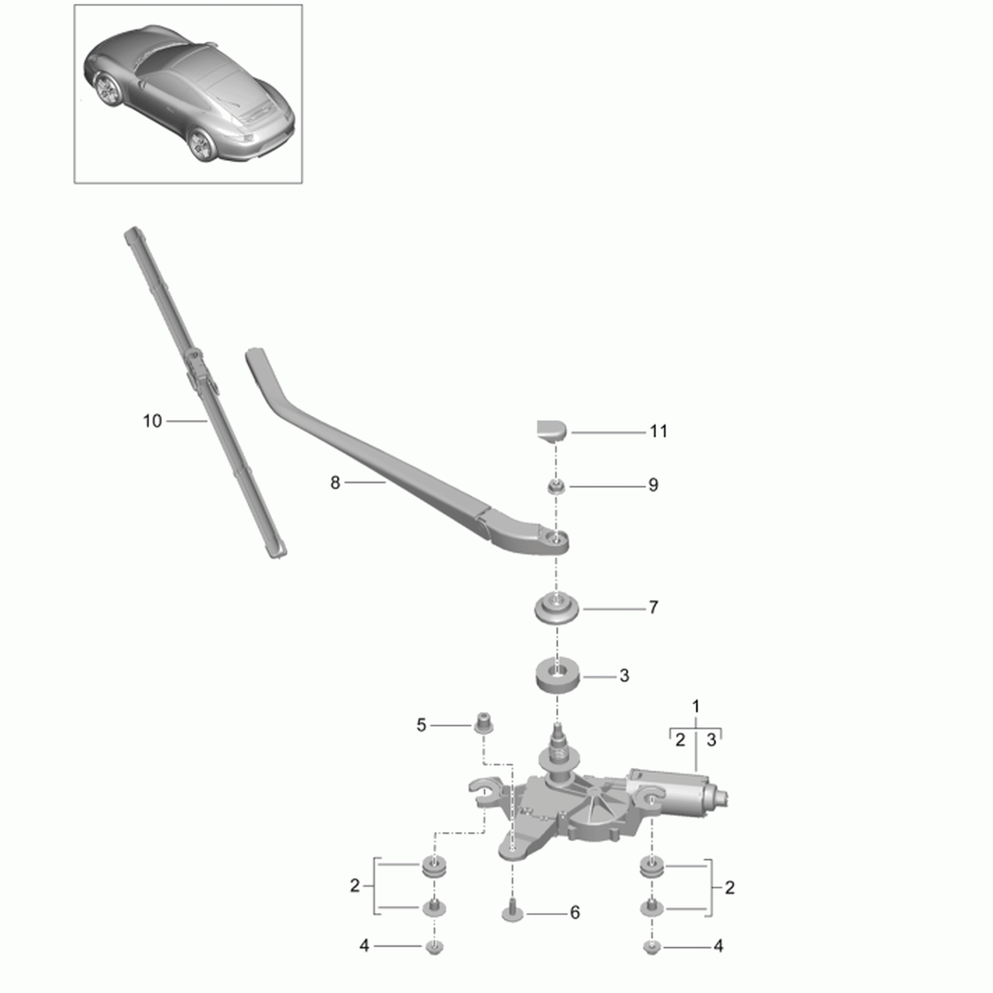 Porsche Originalteil – Wischerarm Hinten Porsche 991 (911) 2012>>