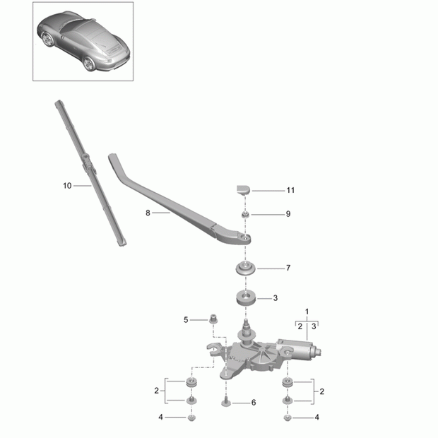 Porsche Genuine Part – Rear Wiper Arm Porsche 991 (911) 2012>>