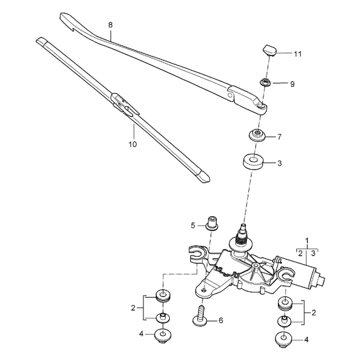 Rear Wiper Arm Porsche 997 MKI / 997 MKII TARGA