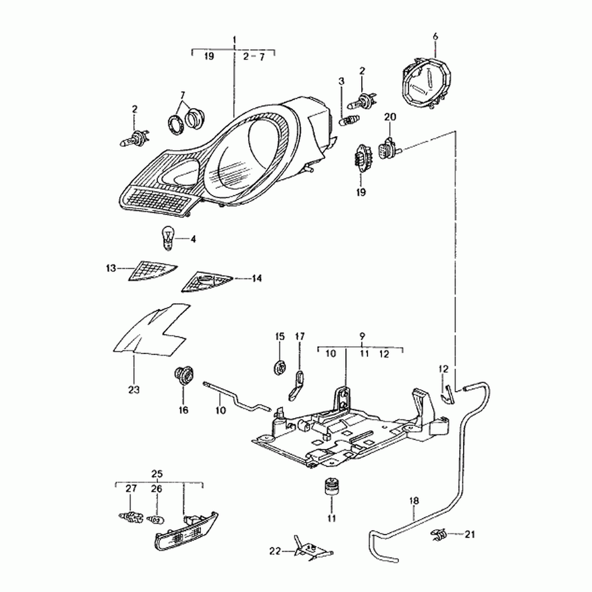 Lampenfassung für seitliche Zusatzbeleuchtung. Porsche 986 / 996 (Porsche Original)