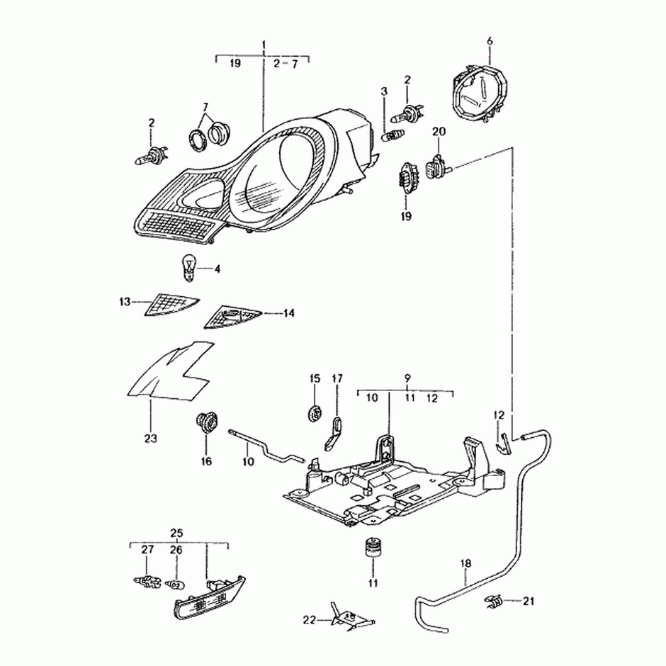 Lampenfassung für seitliche Zusatzbeleuchtung. Porsche 986 / 996 (Porsche Original)