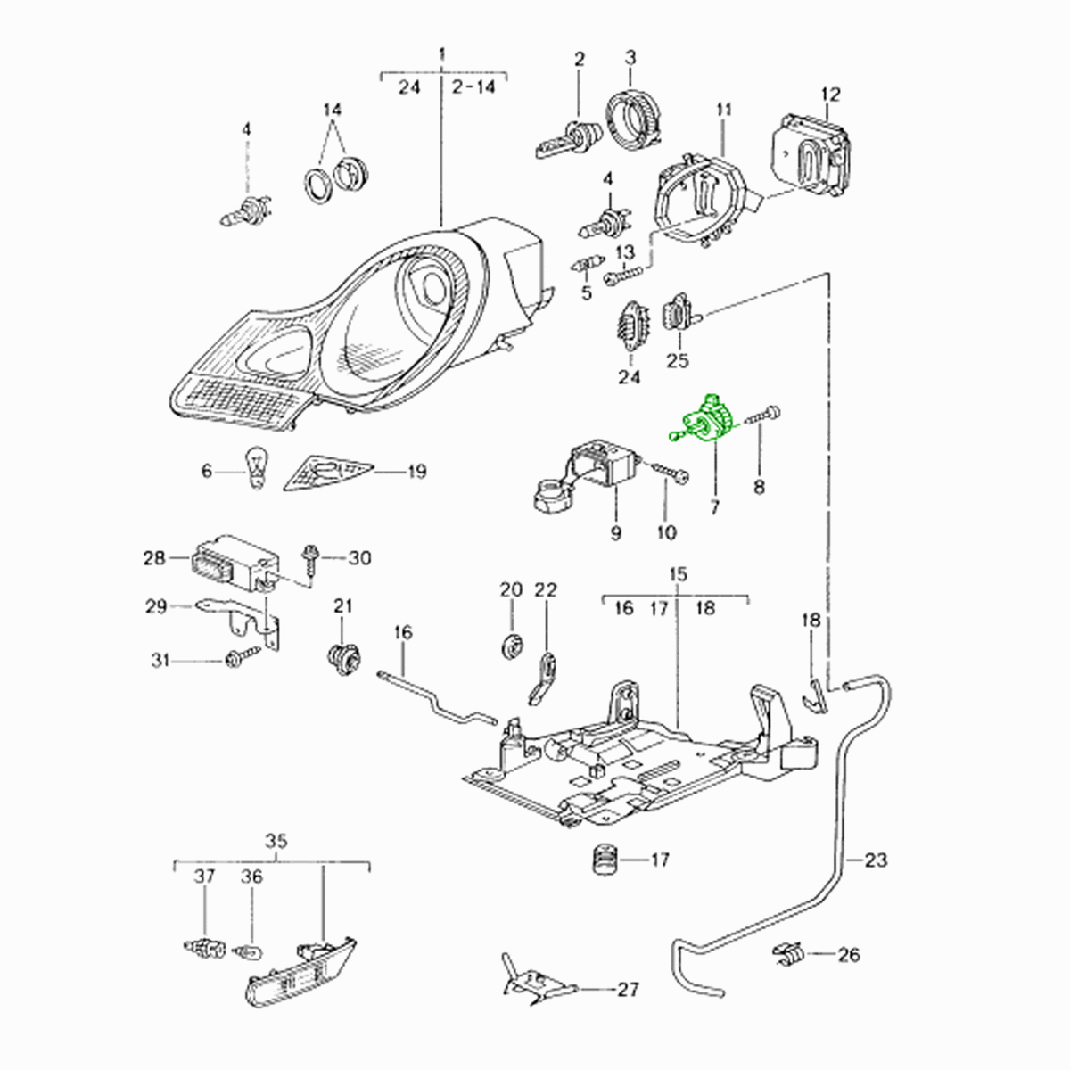 Elektromotorische Leuchtweitenregulierung Litronic-Scheinwerfer – Porsche Boxster/Cayman