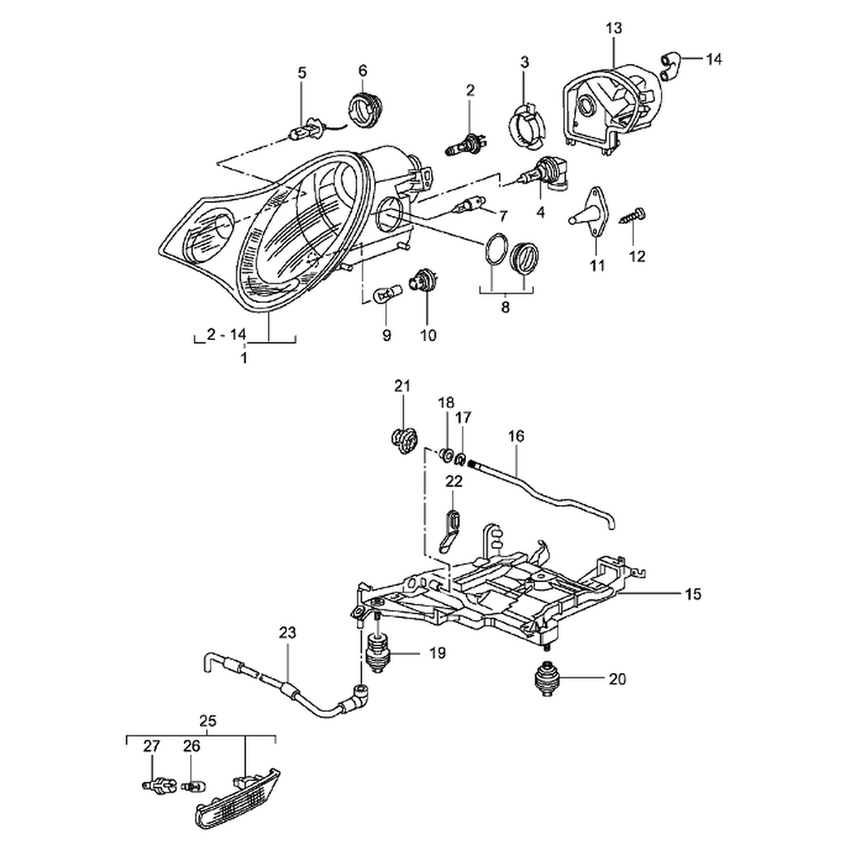 Befestigungen der Scheinwerferhalterung. Porsche 996 2002>> (Porsche Original)