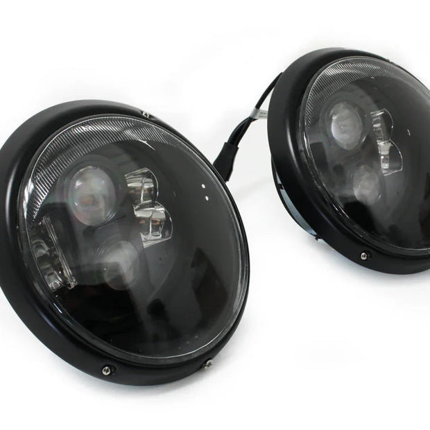 Headlights black trim LED inserts clear glass Porsche 911 / 964 Black Edition