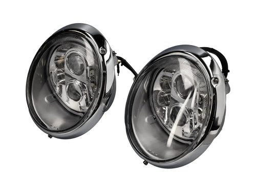 Scheinwerfersatz mit Chromrand & LED-Einbauten (LHD) – Klarglas