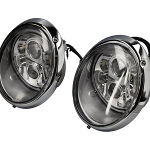 Scheinwerfersatz mit Chromrand & LED-Einbauten (LHD) – Klarglas