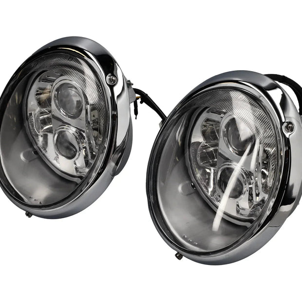 Scheinwerfersatz mit Chromrand & LED-Einbauten (LHD) – Klarglas