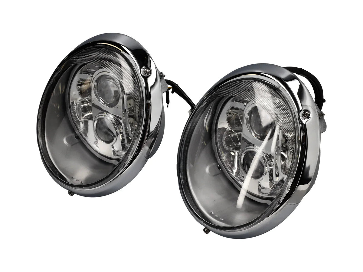 Scheinwerfer Chromrand LED Einbauten LHD Klarglas Porsche 911 / 964