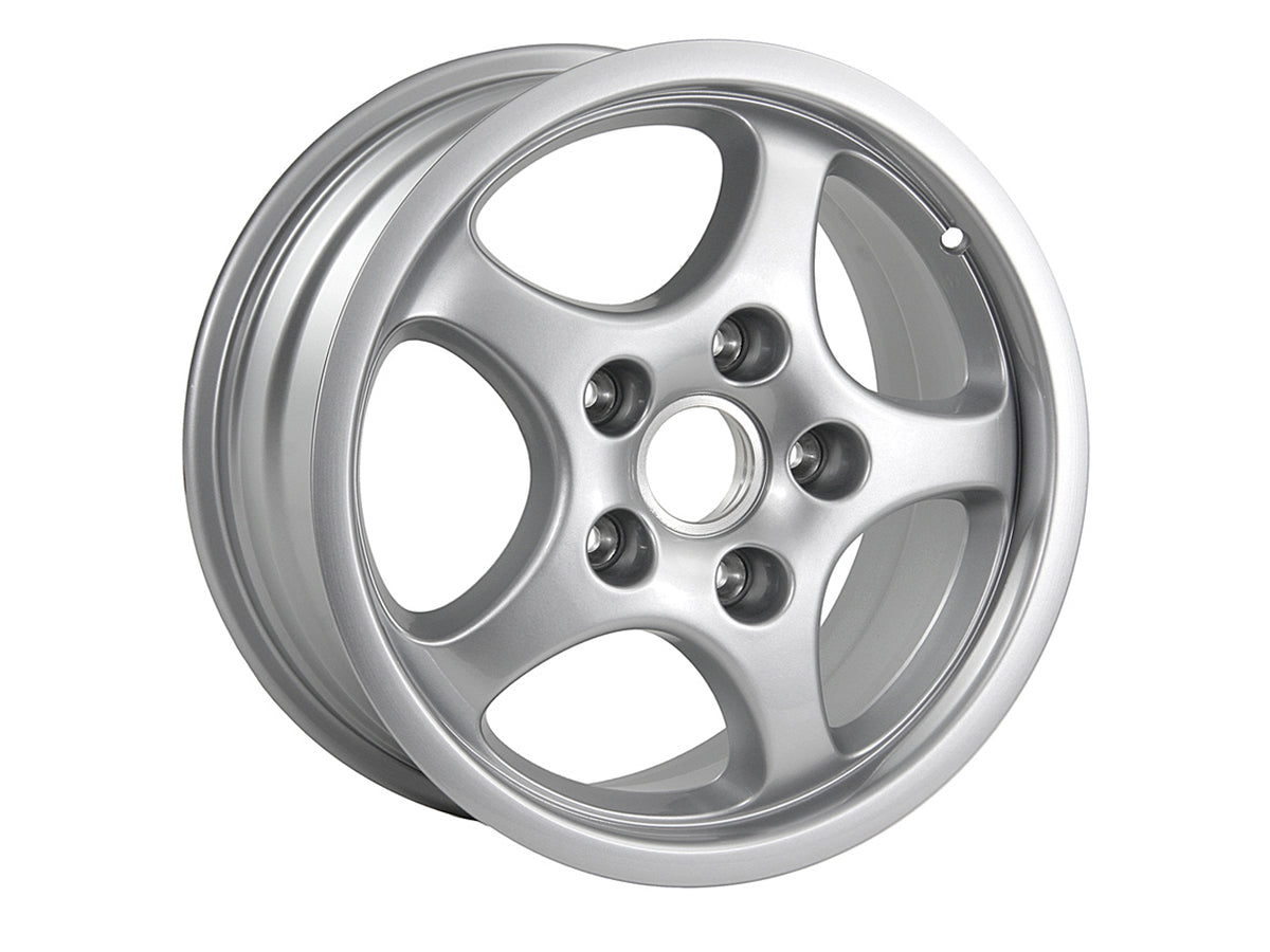 16-Zoll-Cup-Leichtmetallrad hinten, Silbermetallic. Porsche 964 C2 / 964 C4 / 968