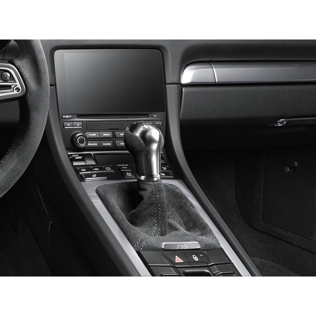 Schalthebel in schwarzem Alcantara – Porsche Originalteil – Porsche 718 Boxster / Cayman