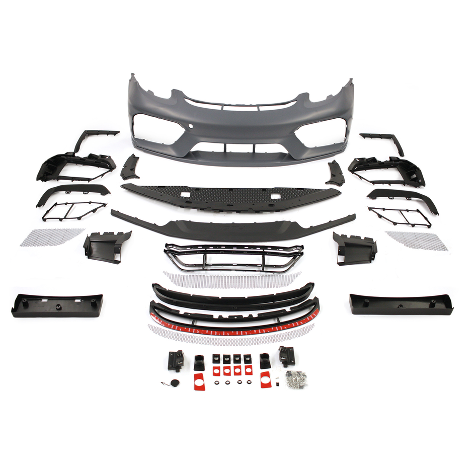 Front bumper kit without headlight cleaning system - Arctic Grey - Porsche 718 Boxster / Cayman