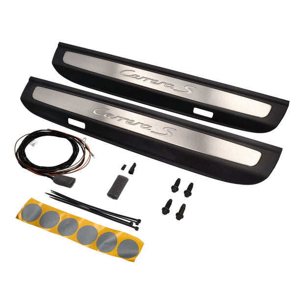 Porsche Genuine Part - Illuminated stainless steel side sill plates with lettering. Porsche 991 (911) Carrera >>2013