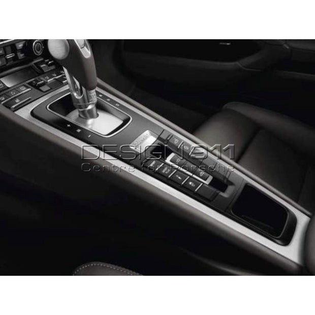 Porsche Genuine Part - Center Console Trim Panel made of BRUSHED ALUMINUM. Porsche 991 / 981 Boxster/Cayman / 718 Boxster/Cayman