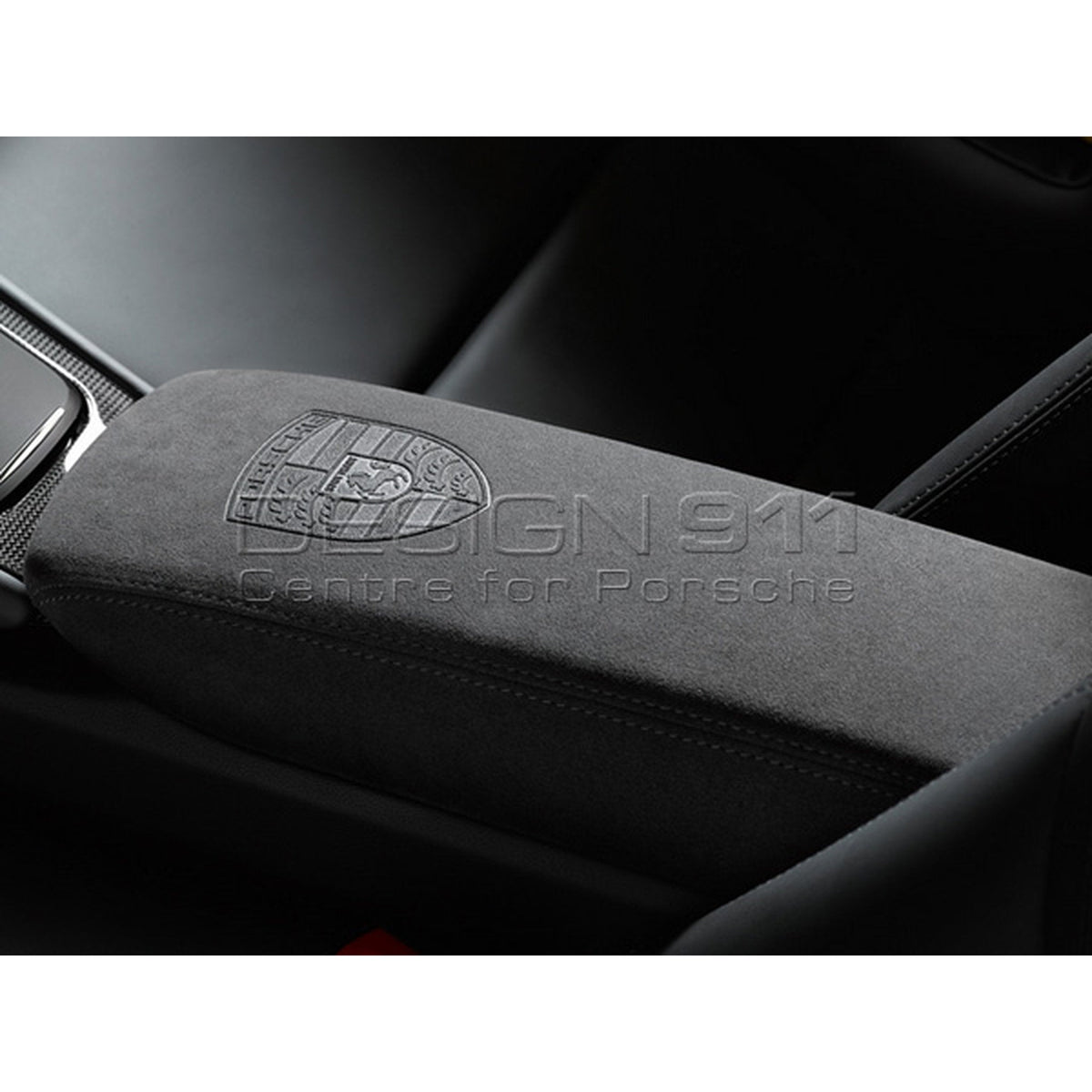 Deckel Ablagefach Mittelkonsole ALCANTARA SCHWARZ mit PORSCHE WAPPEN. Boxster / 982 Cayman