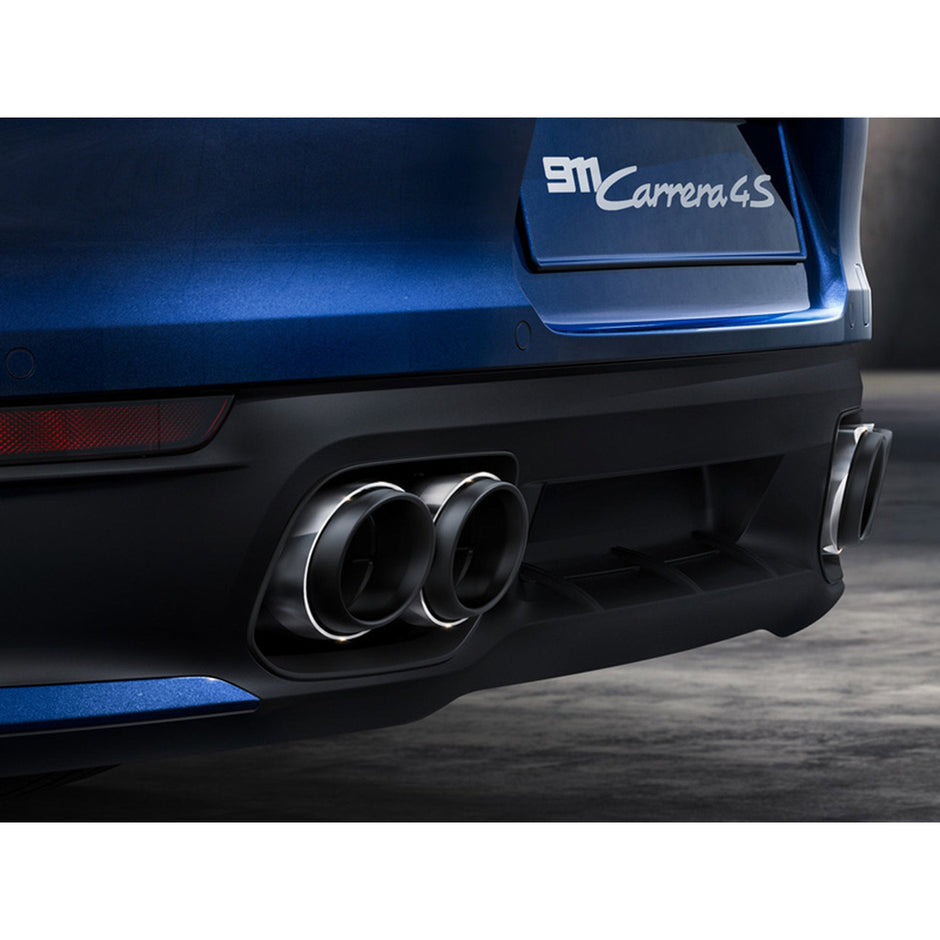 Auspuff Sportendrohre, in Silber. Porsche Carrera/Targa Porsche 992 – Originalteil