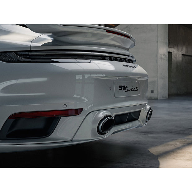 Sportauspuffanlage, mit ovalen Sportendrohren in Silber Porsche 992 – Originalteil
