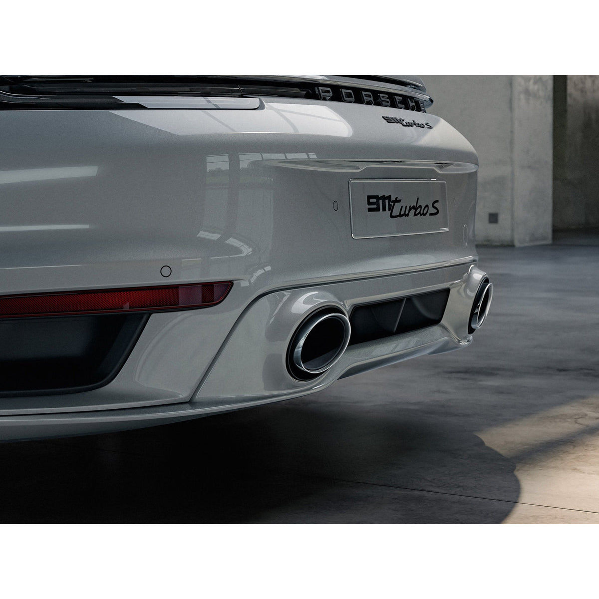Silver tailpipes for the Porsche 992 sport exhaust system – genuine part
