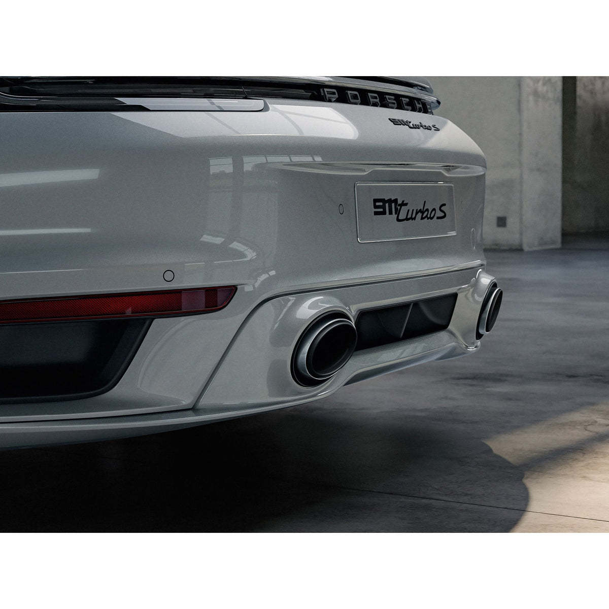 Oval sport tailpipes in silver for the Porsche 992 sport exhaust system – original part
