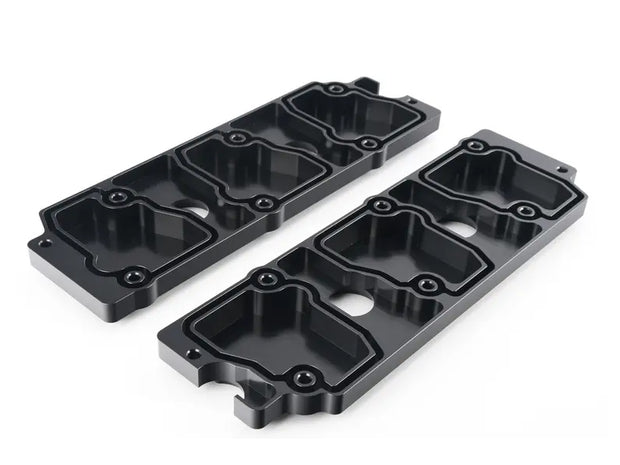 Ventildeckel oben, Aluminium schwarz eloxiert, Satz (2 Stück)
