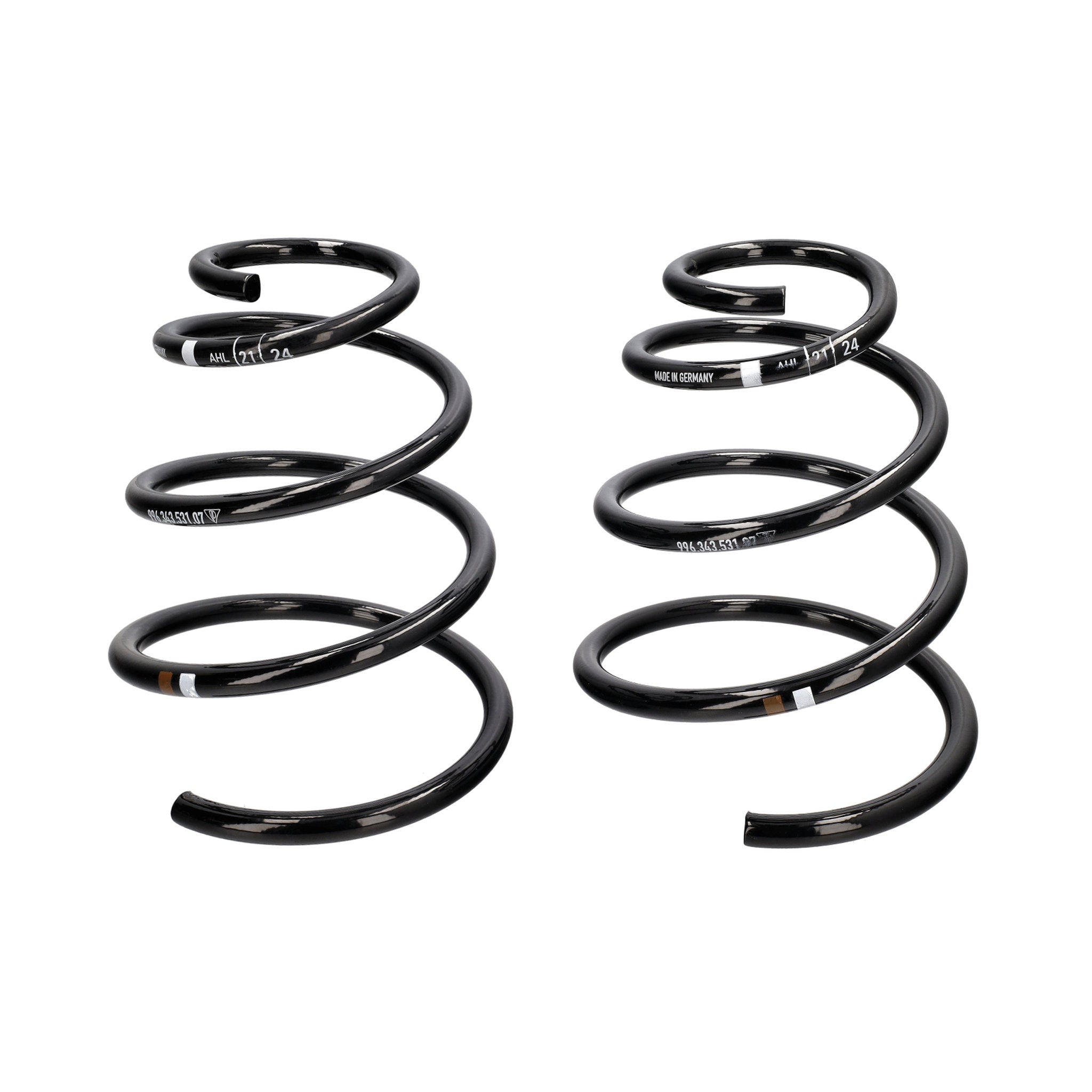 Front Coil Springs (Pair) - Brown/White Markings - For Porsche 996 Carrera 2 Coupe / Cabriolet / Targa 1998-2005 (Genuine Porsche)