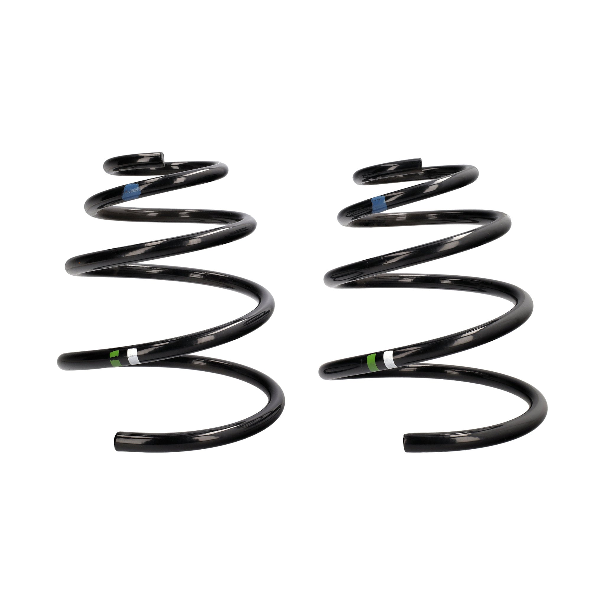 Front coil springs (pair) - green/white markings. Porsche 996 3.6 l Carrera 2 Coupe with sport suspension (M030) 2002-2005 (Porsche Original)