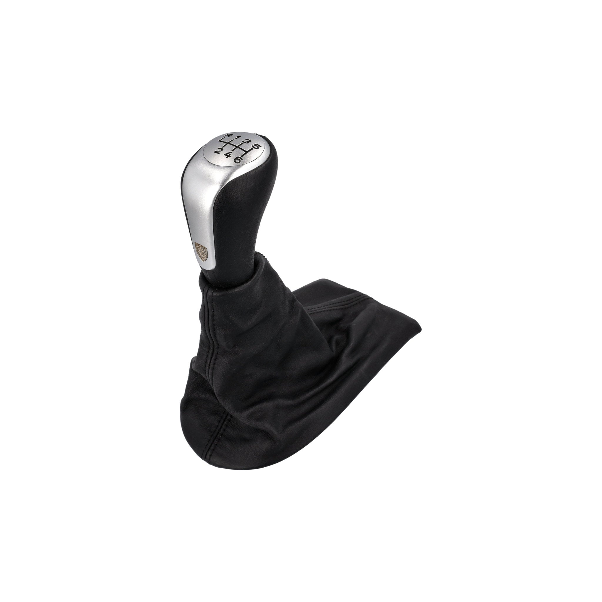 Leather gear knob with Porsche crest. Porsche 996 / Boxster 986 (Porsche Original)