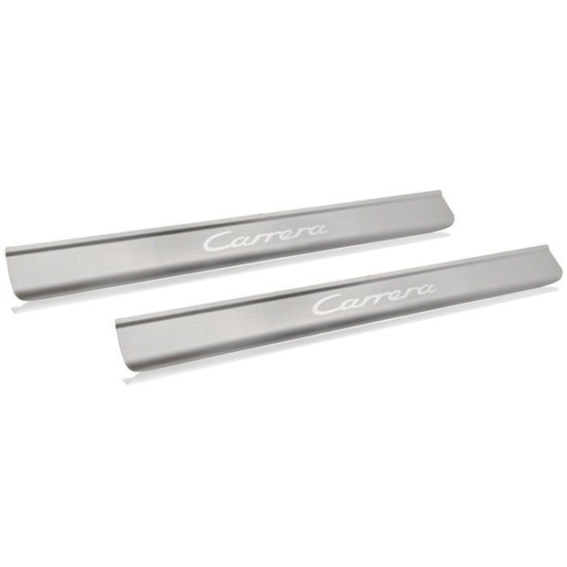 Door sill trim with Carrera lettering, stainless steel. Porsche 996 C2 / C4 (Porsche Original)