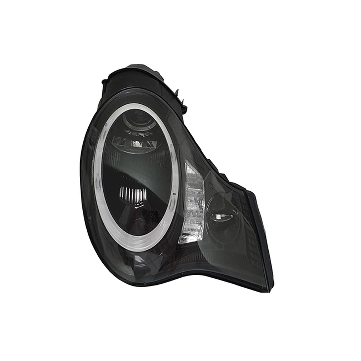 Scheinwerfer RHD (D2 HID) W/ DTR-Ring + LED-Blinker + LED-Einbau-Projektor-Nebelscheinwerfer Glänzend-Schwarz (PAAR)