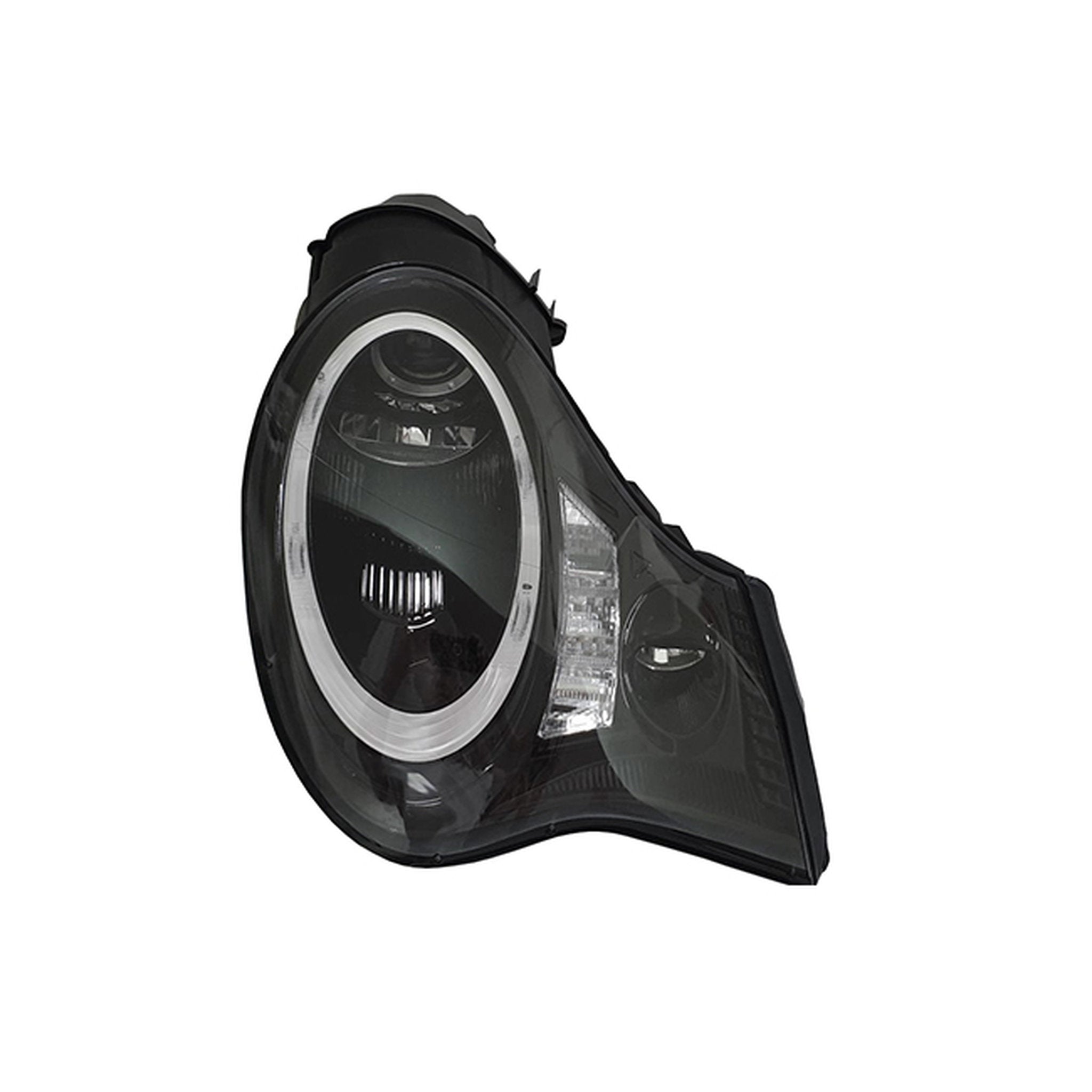 Scheinwerfer RHD (D2 HID) W/ DTR-Ring + LED-Blinker + LED-Einbau-Projektor-Nebelscheinwerfer Glänzend-Schwarz (PAAR)