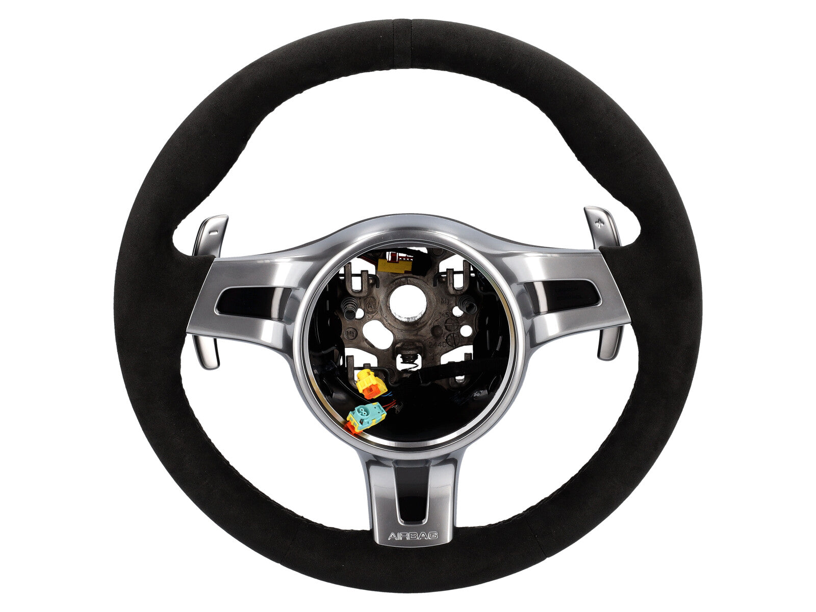 SportDesign steering wheel upholstered with black Alcantara. Porsche 997 / 987 / 987 PDK vehicles - Porsche original part