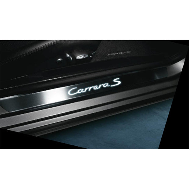Stainless steel door sill guards with illuminated lettering. Porsche 997 MKI / 997 MKII