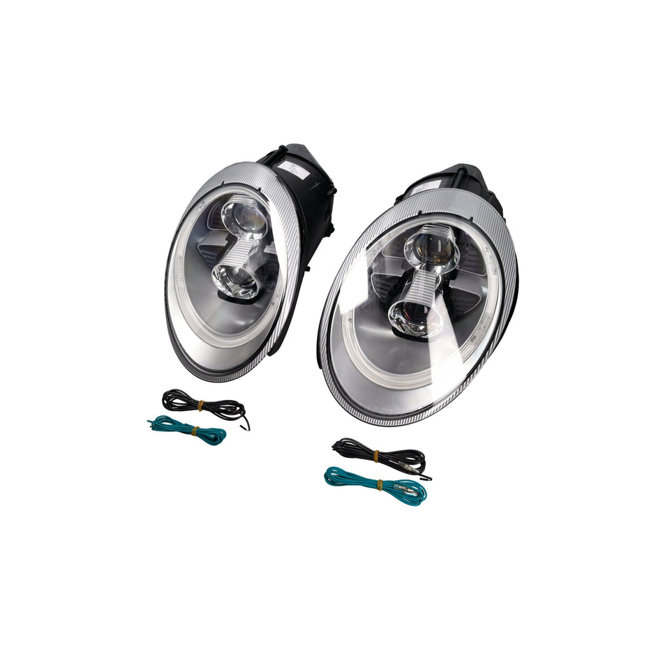 SCHEINWERFER DUAL PROJEKTOR HALOGEN + AURORA LICHT Porsche 997 05-08 SILBER LHD