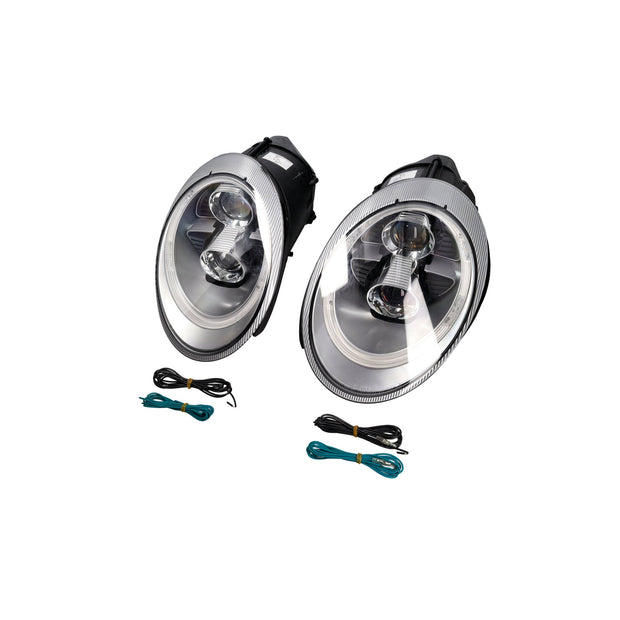 SCHEINWERFER DUAL PROJEKTOR HALOGEN + AURORA LICHT Porsche 997 05-08 SILBER LHD