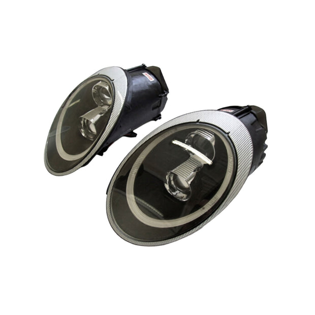 SCHEINWERFER DUAL PROJEKTOR HALOGEN + AURORA LICHT Porsche 997 05-08 SCHWARZE GLÄSER LHD