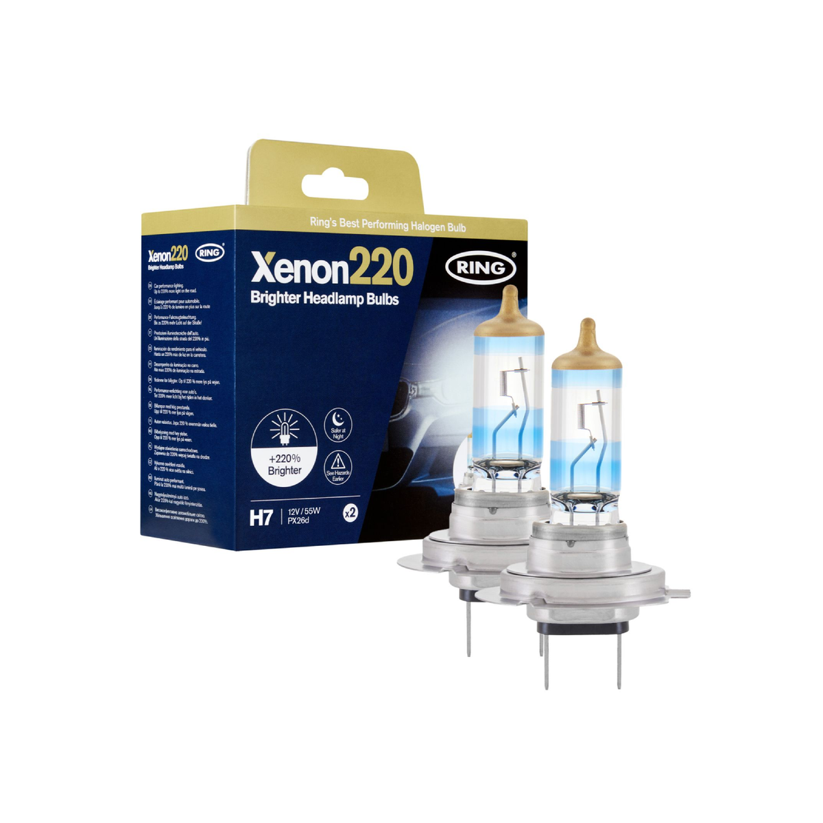 H7-Halogenlampe - 220 % heller - für Porsche 986 / 987 / 981 / 996 / 997 / 955 / 957 / 958-1 / 970 / 95B-1