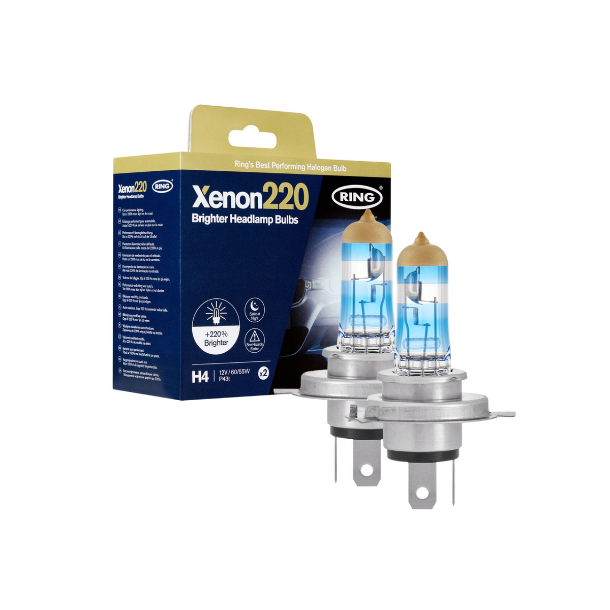 H4-Halogenlampe – 220 % heller – für Porsche 911 / 964 / 924 / 928 / 944 / 959 / 968
