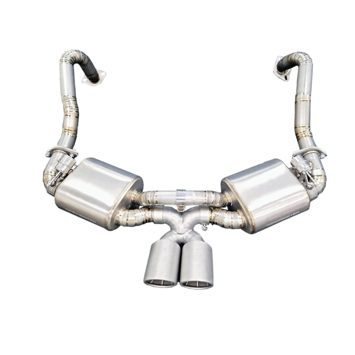 Titanium sports exhaust system with valves and GT4 RS-style tailpipes – Porsche Boxster/Cayman