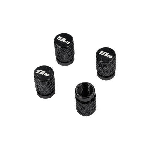 Ninemeister Wheel Valve Cap Set made of Black Anodized Billet Aluminum
