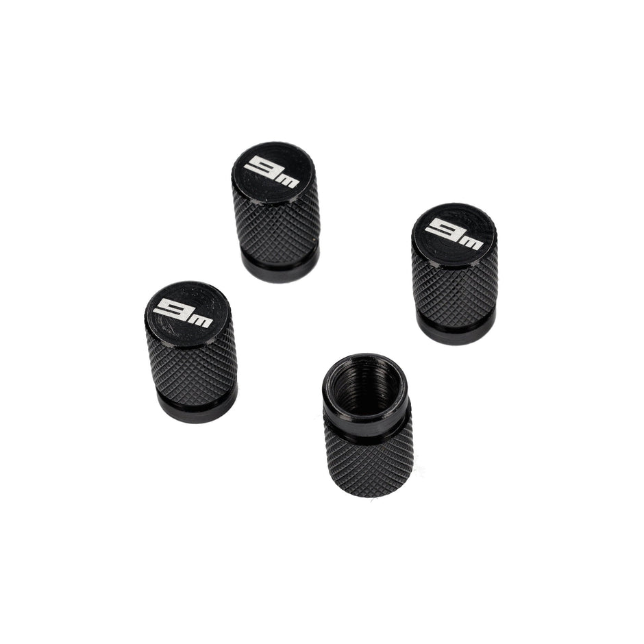 Ninemeister Wheel Valve Cap Set made of Black Anodized Billet Aluminum