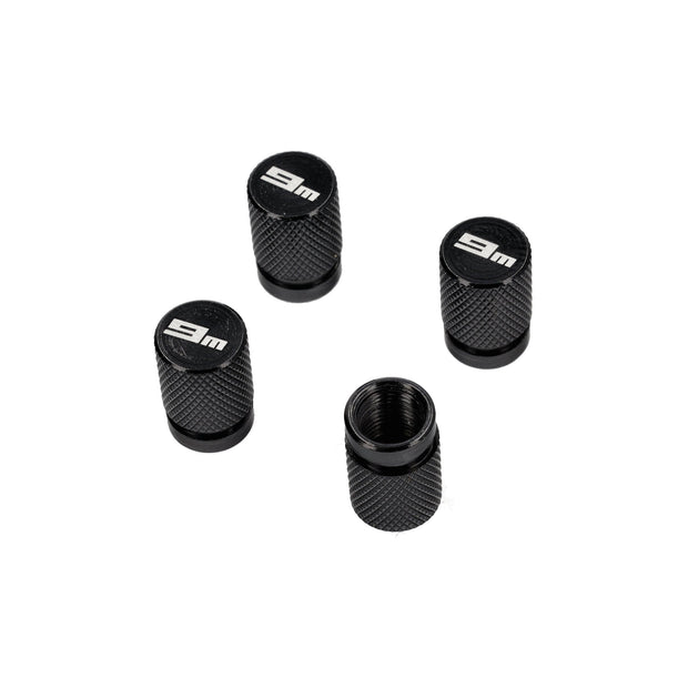 Ninemeister Wheel Valve Cap Set made of Black Anodized Billet Aluminum