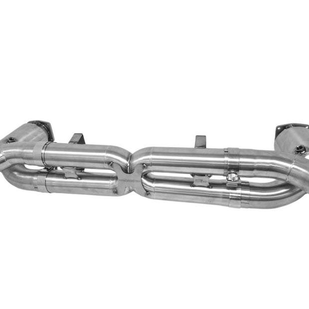 Sports exhaust system with bypass X-pipe and catalysts. Porsche 997.2 Turbo