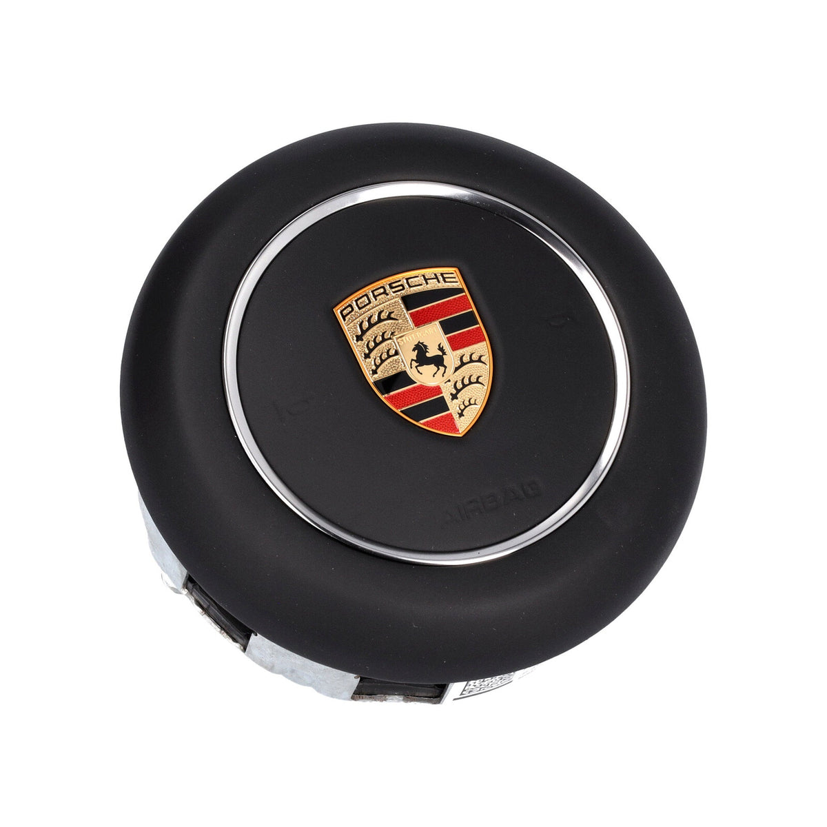Lenkrad-Airbageinheit, schwarzes Leder. Porsche 982 Boxster Spyder / 981 Cayman GT4 / 991.2 Carrera / 991.2 Turbo / 991 GT3