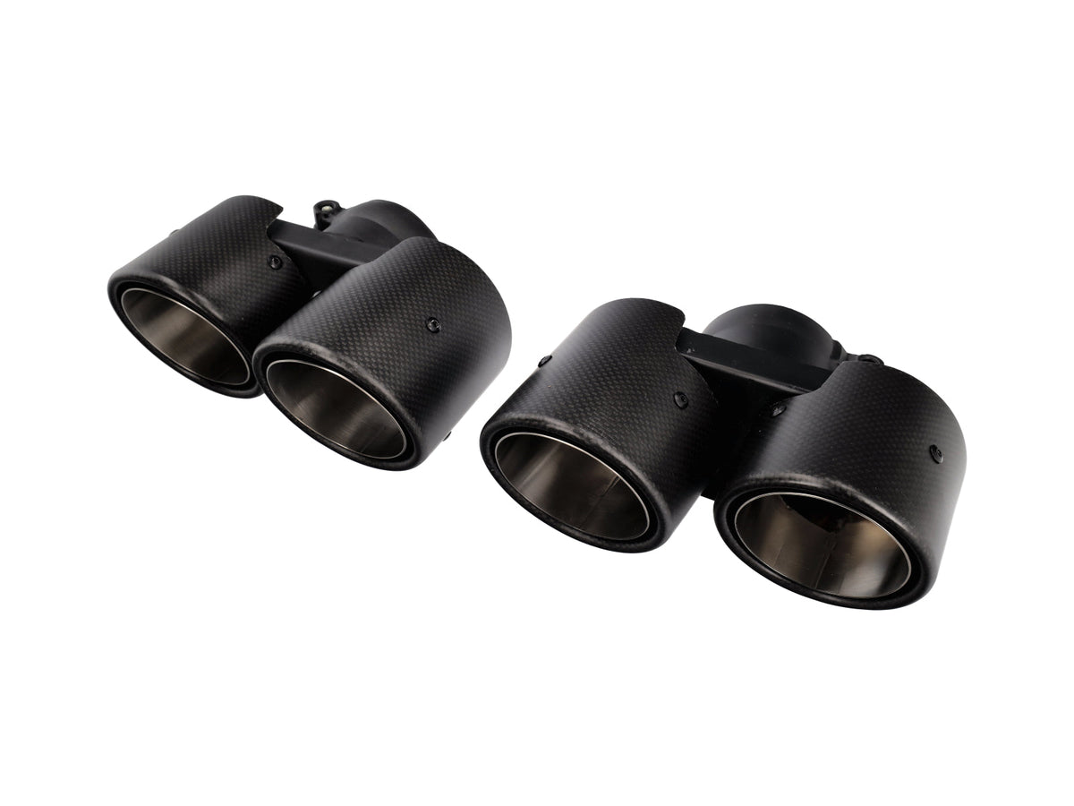 Double sport tailpipe set, matt carbon. Porsche 997.2 Turbo