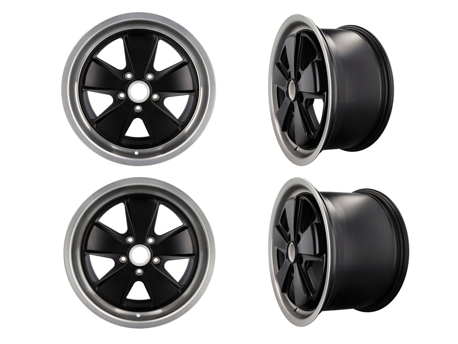 17" Fuchs Alufelgen 4er-Set in Schwarz 7.0J und 9.0J für Porsche