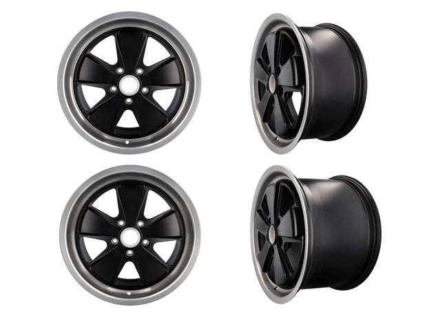 17" Fuchs Alufelgen 4er-Set in Schwarz 7.0J und 9.0J für Porsche