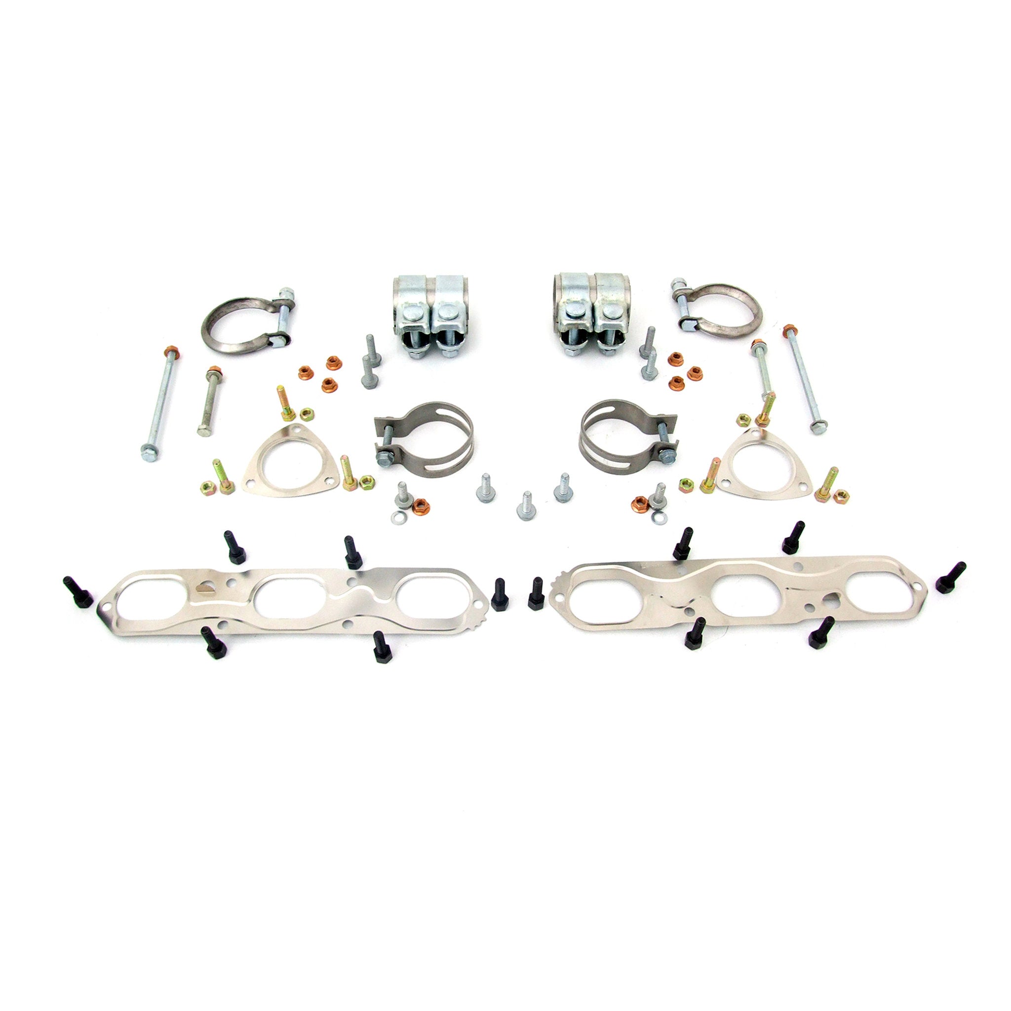 Komplettes Auspuff-Montageset mit Titan-Schellen. Porsche (911) 996 C2 / C4 / C4S