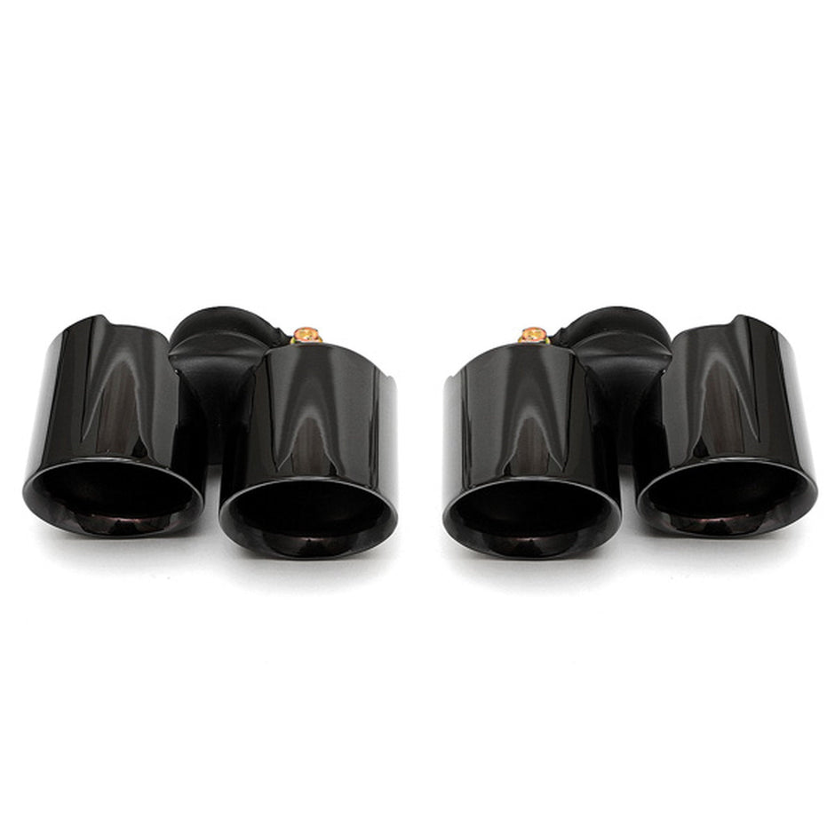 Auspuff Deluxe Quad-Style Endrohr schwarz verchromt. Porsche 997.1 Carrera S