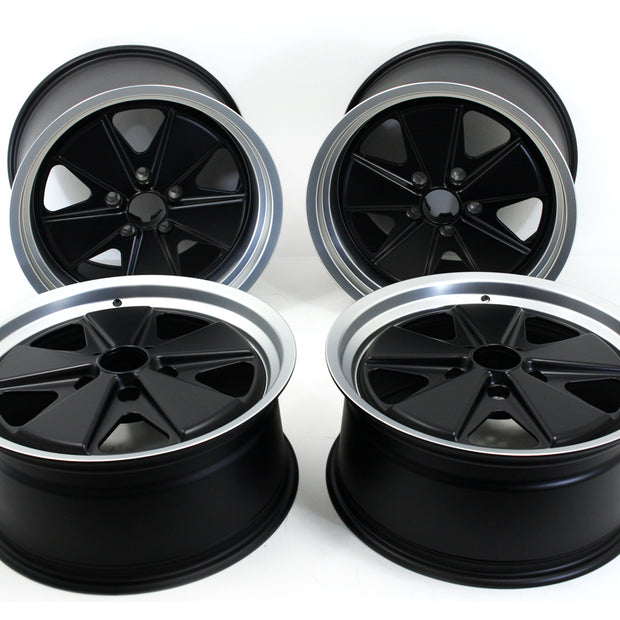 Alufelgen-Satz 19 Zoll FX5 8,5J ET47 / 11J ET61 Schwarz/Satiniert | Porsche 993–991