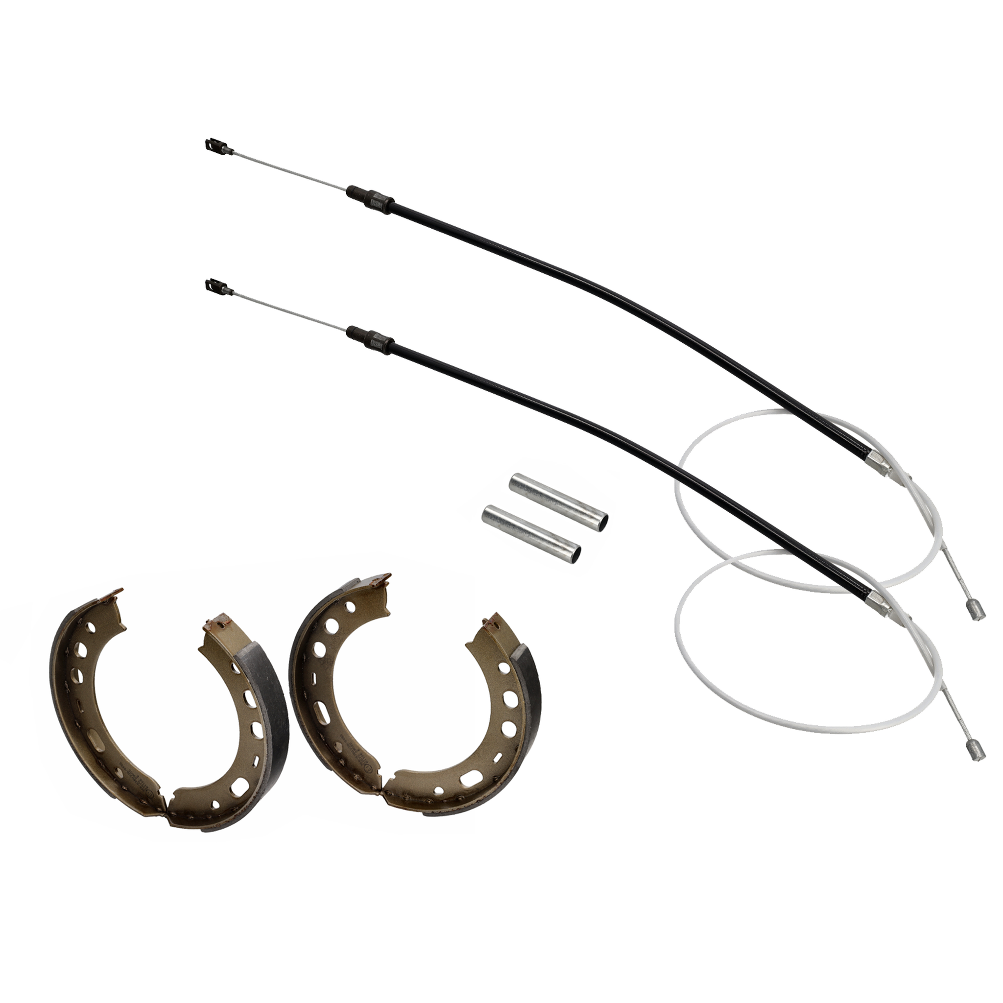 Handbremsseil, Führungsrohr und Bremsbackensatz. Porsche 997.1 / 997.2 - OEM / Erstausrüsterqualität