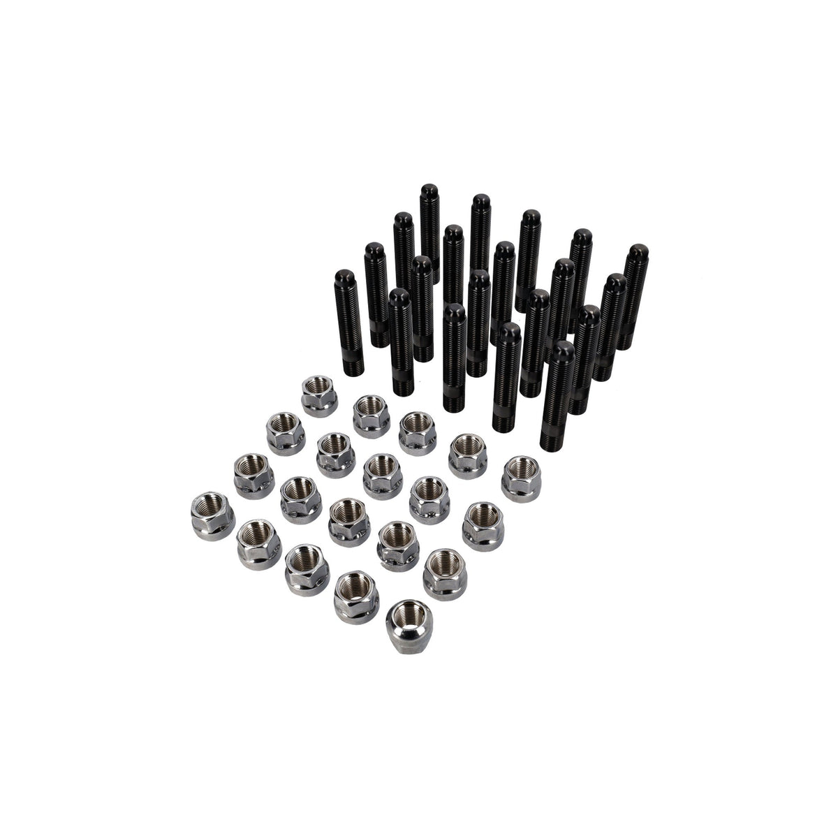 Titanium Replacement Wheel Bolt Set (+15mm longer) with Chromed Open-Ended Nuts for Modern Porsches